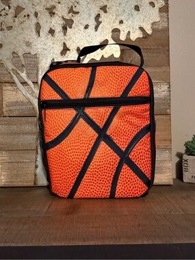 Orange Basketball-Patterned  Lunch Bag
